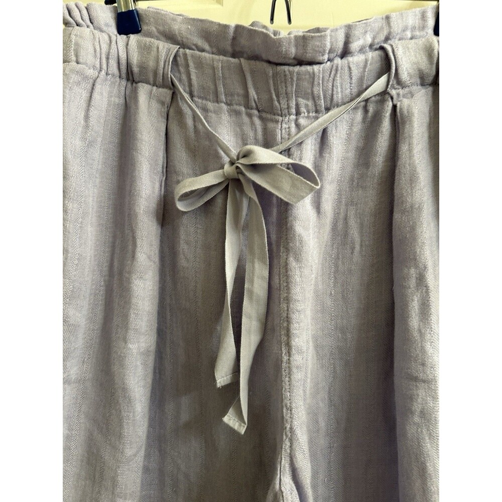 Free People Only Over You 100% Linen Paper-Bag Pants Elastic Waist Lavender Sz M - Picture 7 of 10